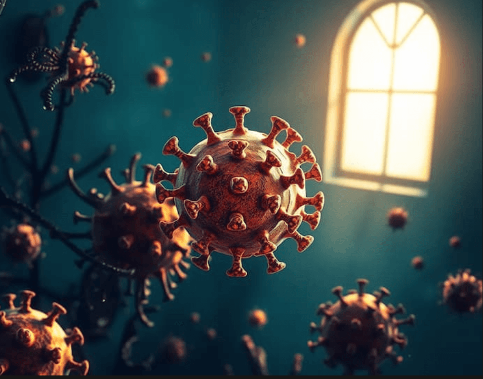 Abstract hantavirus warning artwork